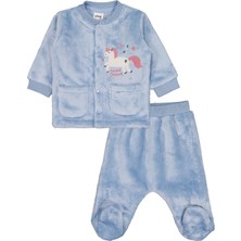 Civil Baby Unicorn Nakışlı 1-9 Ay Pijama Takımı - Mavi 6-9 Ay