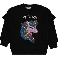 Civil Girls Unicorn Nakışlı 2-5 Yaş Sweatshirt - Siyah