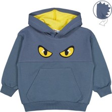 Civil Boys Göz Baskılı Kapşonlu 2-5 Yaş Sweatshirt - Gri