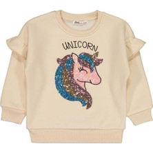 Civil Girls Unicorn Nakışlı 2-5 Yaş Sweatshirt - Fil Dişi