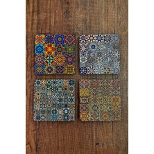 Begoloni Doğal Taş Bardak Altlığı - Renkli Desenler Baskılı Bardak Altlığı 10X10CM Ai Stone Coasters 571