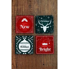 Begoloni Doğal Taş Bardak Altlığı 10X10CM- Mery Christmast Baskılı Yeni Yıl Stone Coasters 491