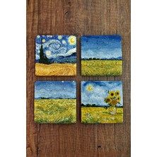 Begoloni Doğal Taş Bardak Altlığı - Van Gogh Aı Eserleri Baskılı 10X10CM Yapay Zeka Stone Coasters 484