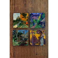 Begoloni Doğal Taş Bardak Altlığı - Paul Gaugin Eserleri Baskılı 10X10CM Stone Coasters