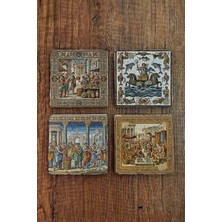 Begoloni Doğal Taş Bardak Altlığı - Antik Mozaik Görselleri Baskılı Bardak Altlığı 10X10CM Stone Coasters 566