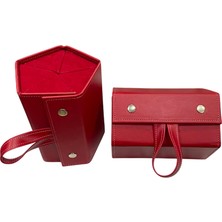 A Kalite Deri-Süet Katlanabilir Gözlük Çantası / Gözlük Kabı 5 Li Kırmızı