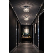 Bohem Aydınlatma Krom Tavana Sıfır Modern Cam Taşlı Tabut Avize