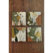 Begoloni Modern Tasarımlar Temalı Doğal Taş Bardak Altlığı - Stone Coasters