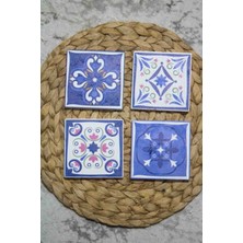 Begoloni Baskılı Doğal Taş Bardak Altlığı 4'lü Set 10X10X1 cm