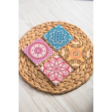 Begoloni Baskılı Doğal Taş Bardak Altlığı 4'lü Set 10X10X1 cm