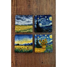 Begoloni Doğal Taş Bardak Altlığı - Van Gogh Aı Eserleri Baskılı 10X10CM Yapay Zeka Stone Coasters 482