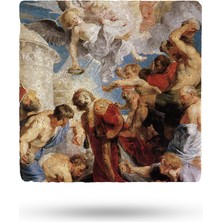 Begoloni Doğaltaş Bardak Altlığı Mitoloji Tema Baskılı 10X10CM %100 Traverten Doğal Taş