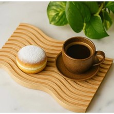 MiraLive Dalgalı Çift Taraf Tasarımlı Ahşap Sunum Tepsisi