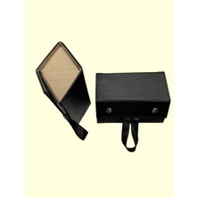 A Kalite Deri-Süet Katlanabilir Gözlük Çantası / Gözlük Kabı 2 Li Siyah