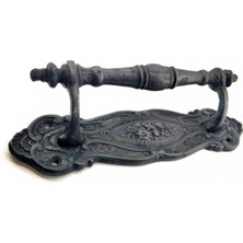 MiraLive Antika Tarz Dekoratif Pirinç Çiçekli Yan Çekme Kapı Kolu - 240X62 Mm, Oksit