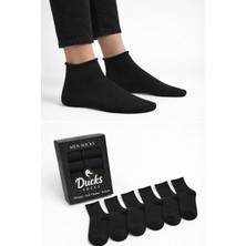 Ducks Socks Erkek 6'lı Pamuklu Kutulu Lastiksiz Siyah Dikişsiz Esnek Kısa Konç Sıkmayan Çorap