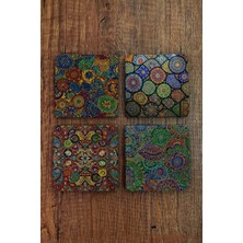 Begoloni Doğal Taş Bardak Altlığı - Renkli Desenler Baskılı Bardak Altlığı 10X10CM Ai Stone Coasters 570
