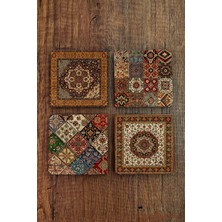 Begoloni Doğal Taş Bardak Altlığı - Halı, Kilim Desen Baskılı Bardak Altlığı 10X10CM Ai Stone Coasters 568