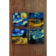 Begoloni Doğal Taş Bardak Altlığı 4'lü Set 10X10X1 cm Yapay Zeka Desenleri -Stone Coasters
