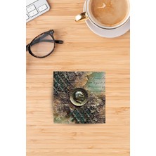 Begoloni Baskılı Doğaltaş Bardak Altlığı - Doğal Taş Bardak Altı