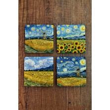 Begoloni Doğal Taş Bardak Altlığı - Van Gogh Aı Eserleri Baskılı 10X10CM Yapay Zeka Stone Coasters 476