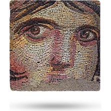 Begoloni Doğaltaş Bardak Altlığı Zeugma Mozaik Baskılı 10X10CM %100 Traverten Doğal Taş