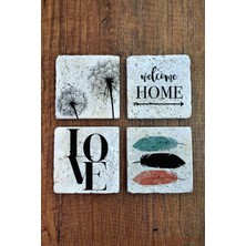 Begoloni Doğal Taş Bardak Altlığı 4'lü Set - Home - Love Desenler Baskılı Stone Coasters