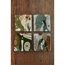 Begoloni Modern Tasarım ve Kadın Temalı Doğal Taş Bardak Altlığı - Stone Coasters