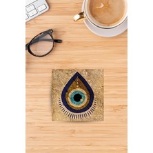 Begoloni Doğaltaş Bardak Altlığı Uv Baskılı - Doğal Taş Bardak Altı - Tekli Nazar Boncuğu