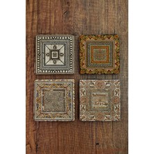 Begoloni Doğal Taş Bardak Altlığı - Antik Mozaik Görselleri Baskılı Bardak Altlığı 10X10CM Stone Coasters 567