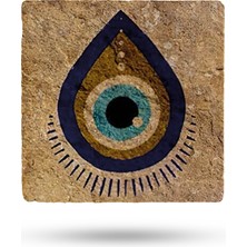 Begoloni Doğaltaş Bardak Altlığı 10X10X1CM - Nazar Boncuğu Baskılı Tekli - Stone Coasters