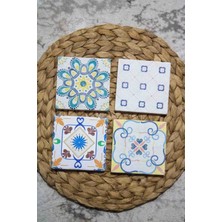 Begoloni Baskılı Doğal Taş Bardak Altlığı 4'lü Set 10X10X1 cm