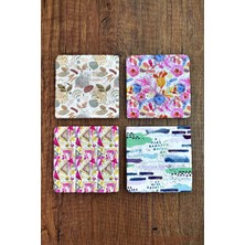 Begoloni Doğal Taş Bardak Altlığı - Renkli Desenler Baskılı 10X10CM Stone Coasters