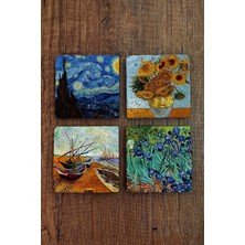Begoloni Taş Bardak Altlığı Vinced Van Gogh Baskılı Baskılı 4'lü Set - Stone Coasters