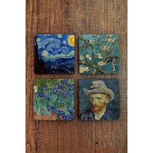 Begoloni Taş Bardak Altlığı Vincent Van Gogh Eserleri Baskılı 4'lü Set