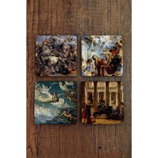 Begoloni Doğal Taş Bardak Altlığı 4'lü Set 10X10X1 cm - Mitoloji Stone Coasters