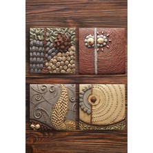 Begoloni Baskılı Doğaltaş Bardak Altlığı 4'lü Set - Doğal Taş Bardak Altı