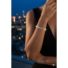 Kadın Çelik Bileklik Lüks Su Yolu Kararmaz Baget Gümüş Renk Kadın Bileklik 16+2cm