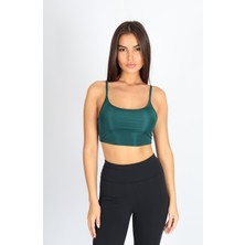 Softandbasic Crop Fit Yeşil Askılı Spor Bra