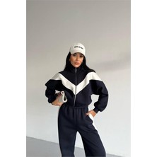 Neşeli Butik Kadın Çift Renkli Içi Polarlı 3 Iplik Eşofman Takımı NBG122