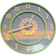 Formiqra Yeni Trend Gold Pleksi Gerçek Ayna Duvar Saati Çap 30CM Yeşil-Yeşil