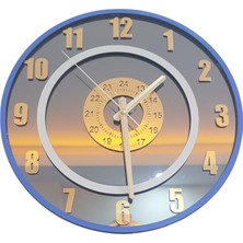 Formiqra Yeni Trend Gold Pleksi Gerçek Ayna Duvar Saati Çap 40CM Mavi-Gri