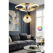 Akgül Nisa Droen Tek Toplu Gold Kumandalı Lüks Avize