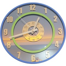 Formiqra Yeni Trend Gold Pleksi Gerçek Ayna Duvar Saati Çap 30CM Mavi-Yeşil