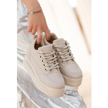 Zerenyus Lulu Premium Ortopedik Bej Gizli Topuk Kadın Sneakers