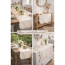 Perde Plus Fırfırlı Keten Runner 40 x 110 cm