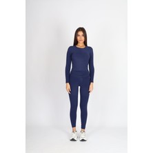 Softandbasic Kadın Uzun Kollu Bisiklet Yaka Baskılı Alt-Üst Tayt Takım