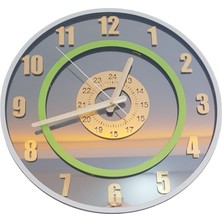 Formiqra Yeni Trend Gold Pleksi Gerçek Ayna Duvar Saati Çap 35CM Gri-Yeşil