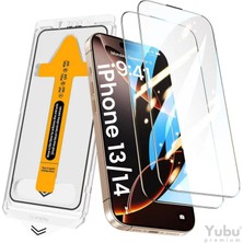 Yubu iPhone 13 -13PRO 14-16E Uyumlu Kolay Uygulama Aparatlı Tam Kapatan Cam Ekran Koruyucu
