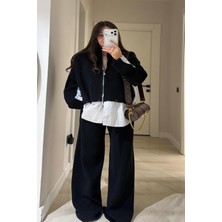 Cockatoo Kadın Gömlek Detaylı Triko Ceket Pantalon  Rahat Kalıp 36/46 Beden Uyumlu Takım